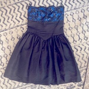 Gunne Sax Vintage 80s Party Dress Black and Blue Sequin Lace (Read Descr…